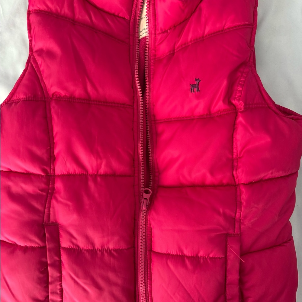 pink Puffer Vest with Embroidered Logo